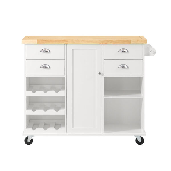 Virtuvės vežimėlis 107x45x93cm., baltos/šviesiai rudos spalvos KNL03-WN