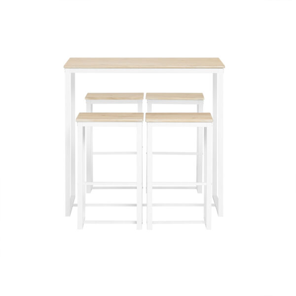 Rinkinys iš 4 baro kėdžių su stalų, baltos/šviesiai rudos spalvos OGT15-WN