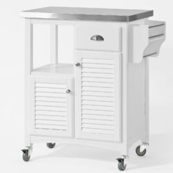 Virtuvinė spinta ant ratų 71x45x94cm., baltos/sidabrinės spalvos FKW37-W