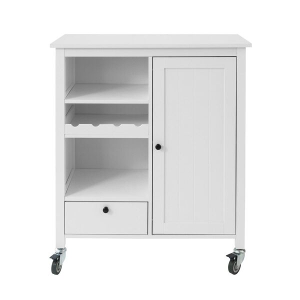 Virtuvinė spinta ant ratų 80x40x93cm., baltos/juodos spalvos FKW104-W