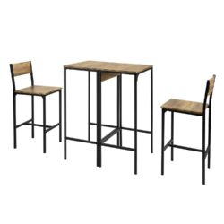 Rinkinys iš 2 baro kėdžių su stalų, juodos/rudos spalvos OGT42-F