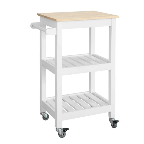 SoBuyRullvagnmed2hyllorServeringsvagnarFKW67WNSoBuyRullvagnMed2HyllorServeringsvagnarFkw67Wn.jpg Virtuvės vežimėlis 54x39x85cm., baltos/šviesiai rudos spalvos FKW67-WN