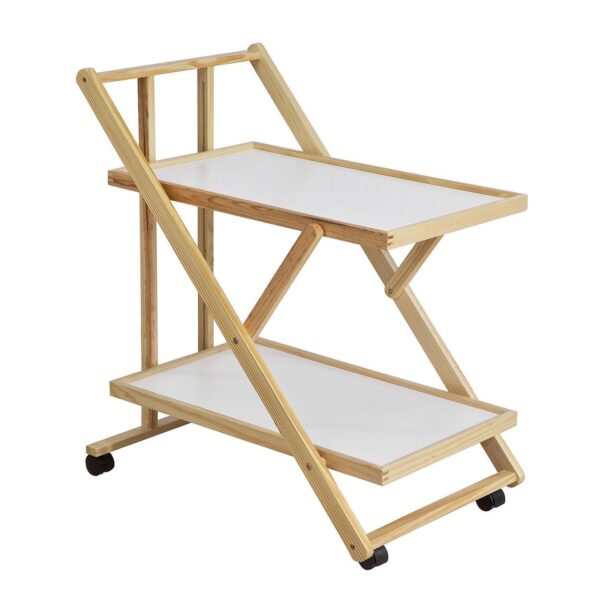 SoBuyRullvagnserveringsvagnardrinkvagnmedhjulFKW52WNSoBuyRullvagnServeringsvagnarDrinkvagnMedHjulFkw52Wn.jpg Virtuvės vežimėlis 45x70x81cm., šviesiai rudos/baltos spalvos FKW52-WN