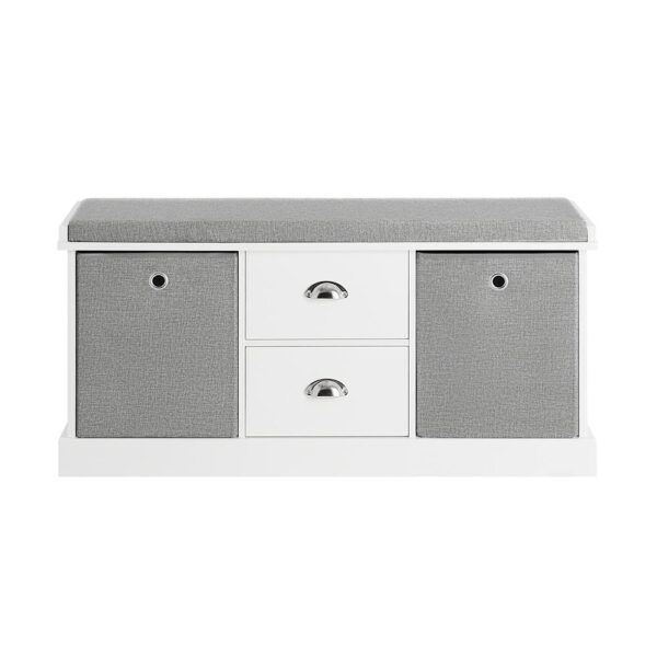 Prieškambario suolas 100x35x49cm., baltos/pilkos spalvos FSR66-HG