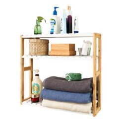 Sieninė vonios spintelė 60x15x54cm., šviesiai rudos/baltos spalvos FRG28-WN