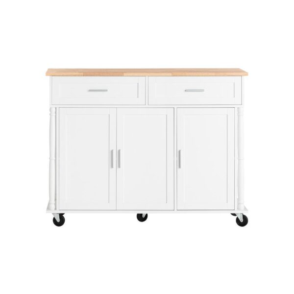 Virtuvės sala ant ratukų 117x40x91cm., baltos/šviesiai rudos spalvos FKW116-WN