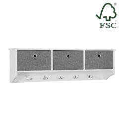 Sieninė drabužių kabykla 100x20x30cm., baltos/pilkos spalvos FRG282-W