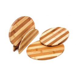 Rinkinys iš 4 pjaustymo lentelių ir stovu 0,5x25x18cm., šviesiai rudos spalvos