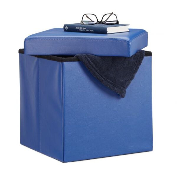 Sulankstoma sėdimoji vieta su atlenkiamu dangčiu 38x38x38cm., mėlynos spalvos