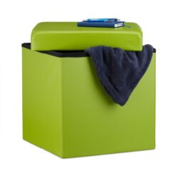 Sulankstoma sėdimoji vieta su atlenkiamu dangčiu 38x38x38cm., žalios spalvos