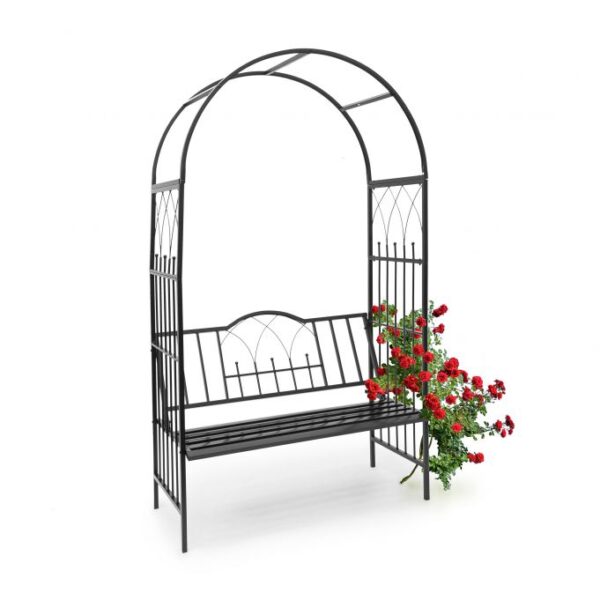 Arka augalams su suoliuku 203x114,5x59cm., juodos spalvos
