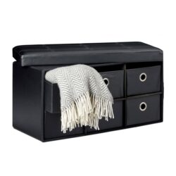 Suolas su sandėliavimo vieta 38x76x38cm., juodos spalvos