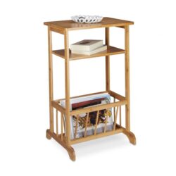 Šoninis staliukas su žurnalų laikikliu 71,5x44,5x37cm., šviesiai rudos spalvos