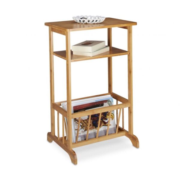 Šoninis staliukas su žurnalų laikikliu 71,5x44,5x37cm., šviesiai rudos spalvos