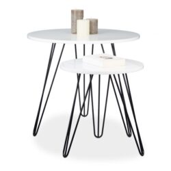 Komplektas iš 2 staliukų, juodos/baltos spalvos