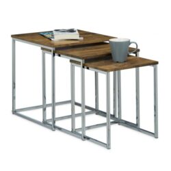 Komplektas iš 3 staliukų, rudos/sidabrinės spalvos