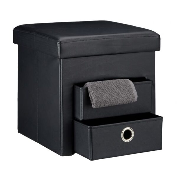 Sulankstoma sėdimoji vieta su 2 skyriais 38x38x38cm., juodos/sidabrinės spalvos