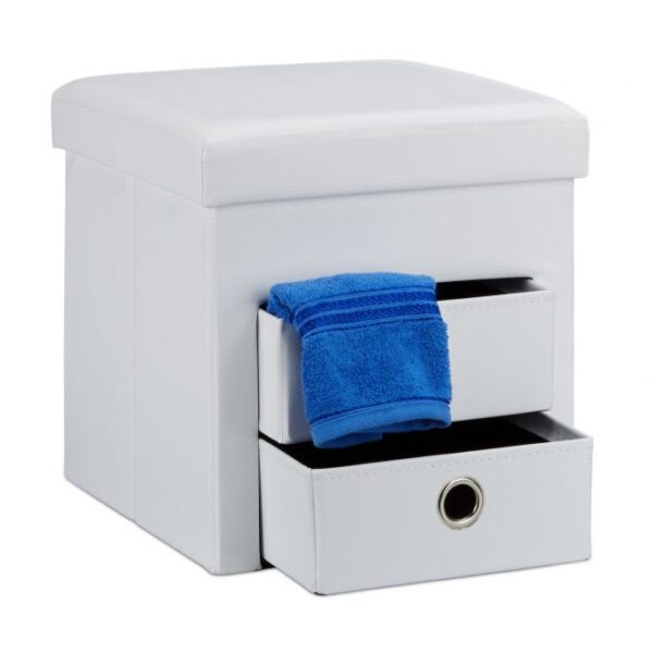 Sulankstoma sėdimoji vieta su 2 skyriais 38x38x38cm., baltos/sidabrinės spalvos