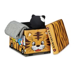 Sulankstoma sėdimoji vieta su atlenkiamu dangčiu 32x48x32cm., šviesiai rudos/juodos/baltos spalvos