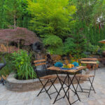 Backyard Landscaping Patio with Waterfall Pond