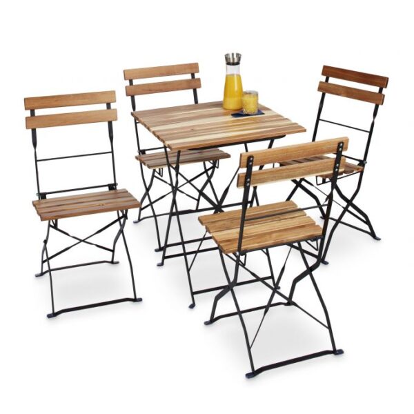 Rinkinys iš 4 sodo kėdžių 84x42x44cm., šviesiai rudos/juodos spalvos