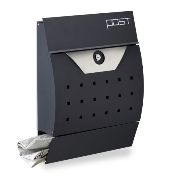 Pašto dėžutė 37,5x35x10,5cm., tamsiai pilkos/sidabrinės spalvos