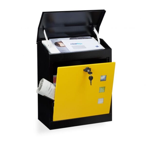 Pašto dėžutė su 3 langeliais 53x43,5x26cm., juodos/geltonos spalvos