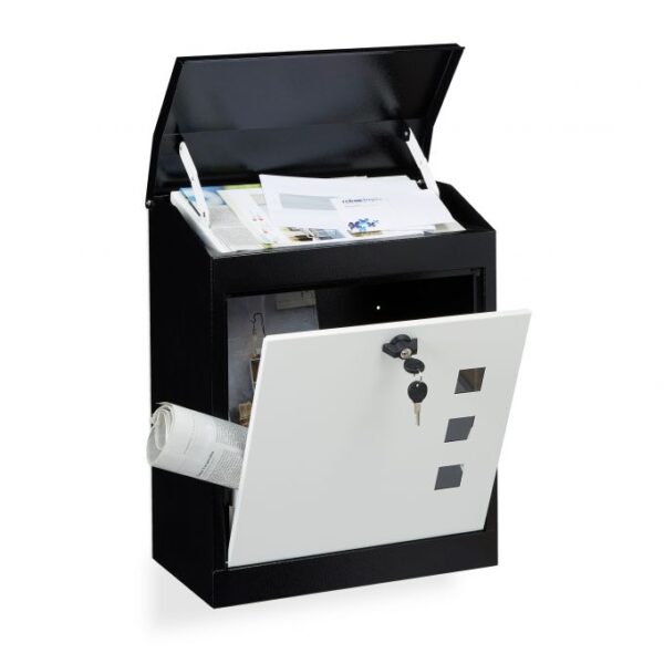 Pašto dėžutė su 3 langeliais 53x43,5x26cm., juodos/baltos spalvos