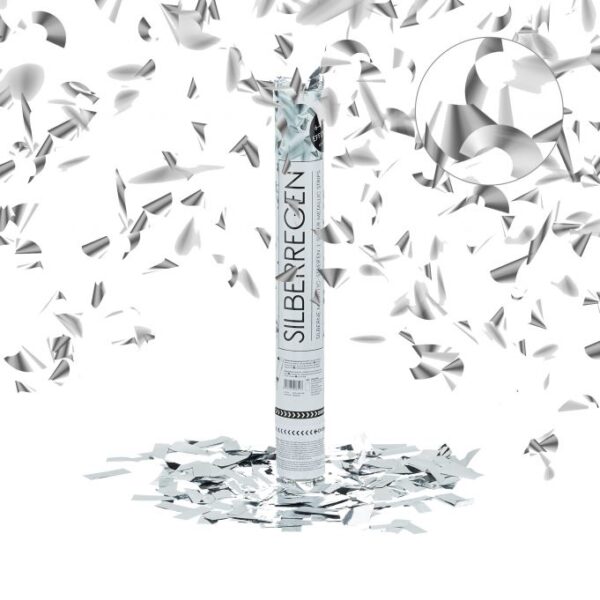 Konfeti patranka 40x5x5cm., sidabrinės spalvos