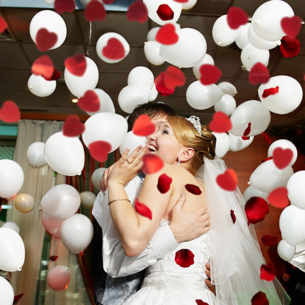 Bride and groom in wedding celebration