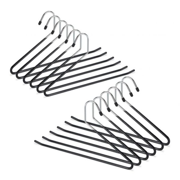 Drabužių pakabos 12vnt., juodos/sidabrinės spalvos