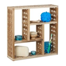 Pakabinama vonios lentyna su 5 skyriais 50x50x15cm., šviesiai rudos spalvos