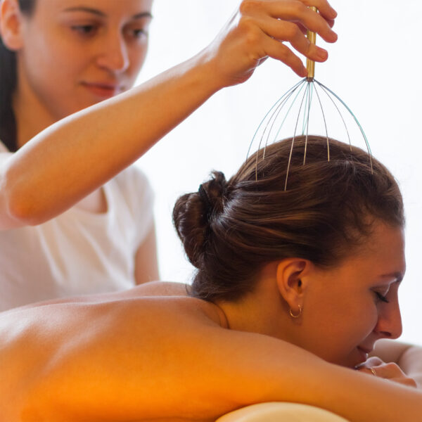 Anti-stress head massage with head massager
