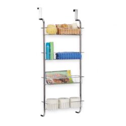 Pakabinama vonios lentyna su 4 lentynomis 112x45x23cm., sidabrinės spalvos