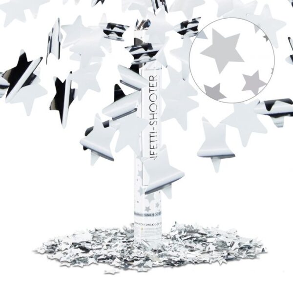 Konfeti patranka 40x5x5cm., sidabrinės spalvos