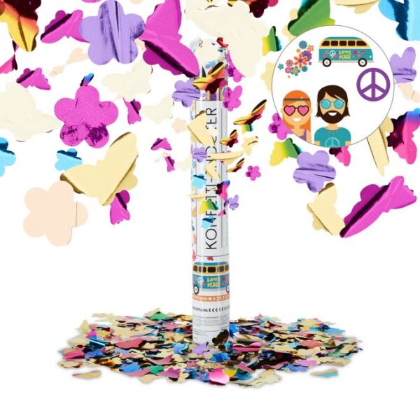 Konfeti patranka 40x5x5cm., auksinės/violetinės/rožinės spalvos