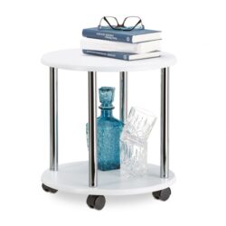 Šoninis staliukas su ratukais 41,5x40x40cm., sidabrinės/baltos/juodos spalvos