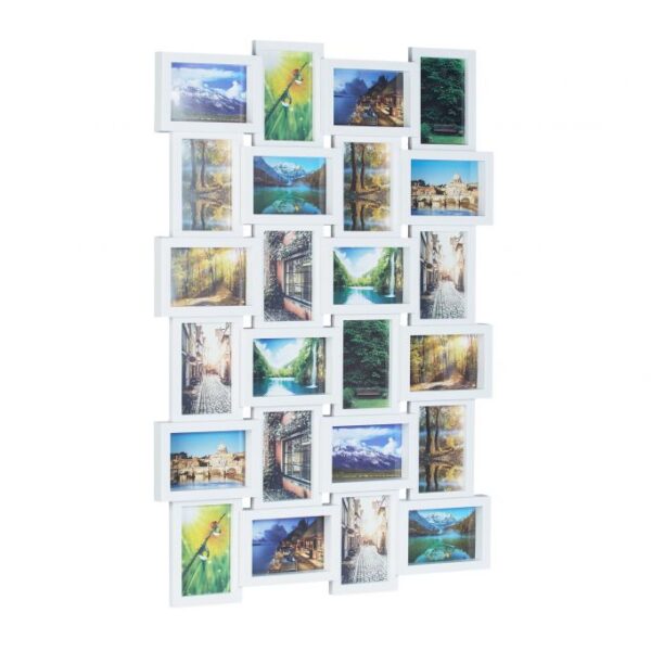 Koliažas 24 nuotraukų 59x86x2,5cm., baltos spalvos