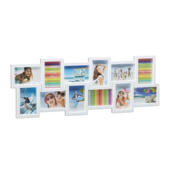 Koliažas 12 nuotraukų 30x81x2cm., baltos spalvos