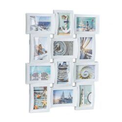 Koliažas 12 nuotraukų 60,5x47,5x3,5cm., baltos spalvos