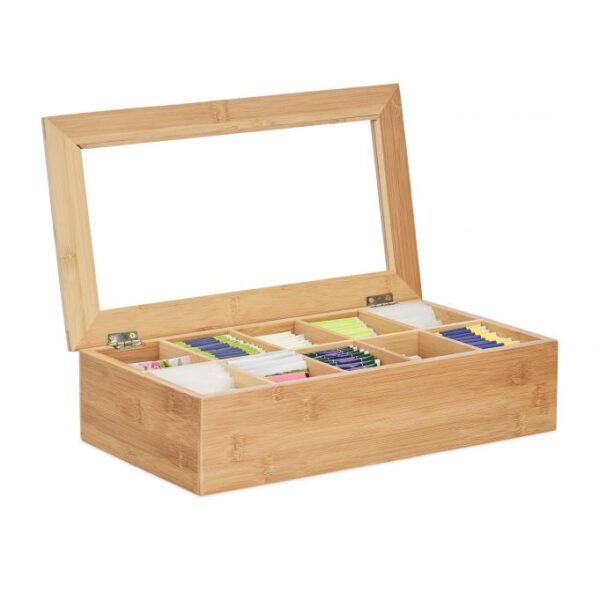 Arbatos maišelių organizatorius 9x36,5x20cm., šviesiai rudos spalvos