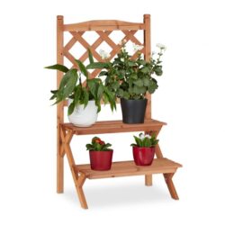 Gėlių stovas su 2 lentynomis 89x51,5x40,5cm., šviesiai rudos spalvos