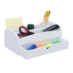 Rašymo priemonių organizatorius 11x27,5x15 cm., baltos spalvos