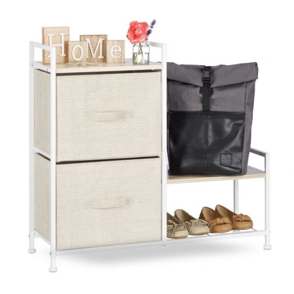 Svetainės lentyna 76x84x29cm., kreminės/šviesiai rudos/baltos spalvos