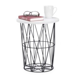 Šoninis staliukas 42x35cm., juodos/baltos spalvos