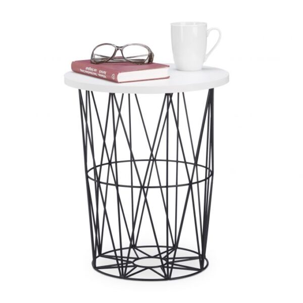 Šoninis staliukas 42x35cm., juodos/baltos spalvos