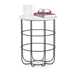 Šoninis staliukas 45x35cm., juodos/baltos spalvos