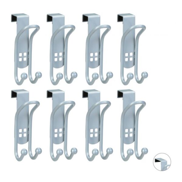 Drabužių durų kabliukai 8vnt, sidabrinės spalvos