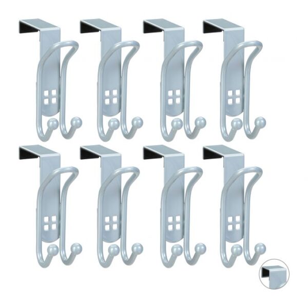 Drabužių durų kabliukai 8vnt, sidabrinės spalvos