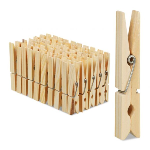 Rinkinys iš 100 drabužių segtukų 7x1,4x1cm., šviesiai rudos spalvos
